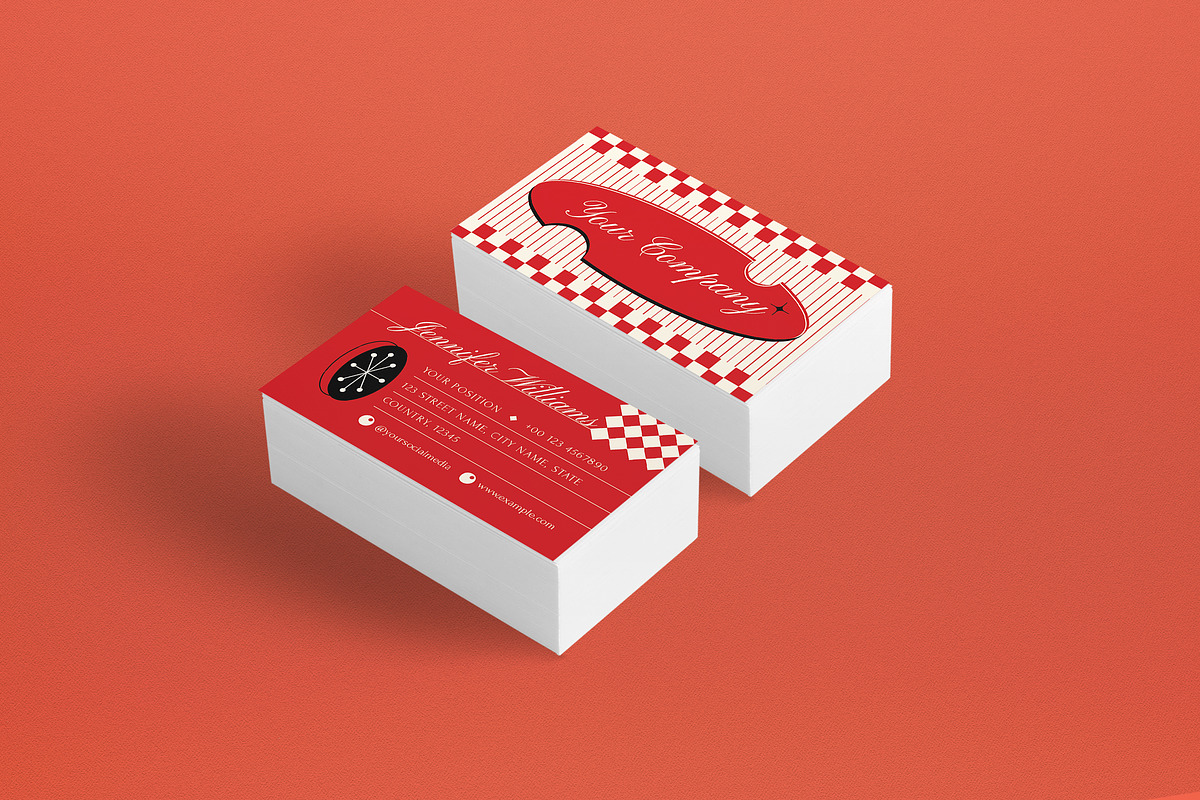 Red Mid Century Business Card, a Business Card Template by graphicook (Photo 3 of 3)