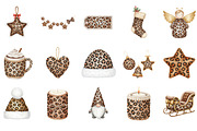 Leopard Print Crochet Christmas PNG, an Illustration by Designking (Thumbnail 3 of 5)