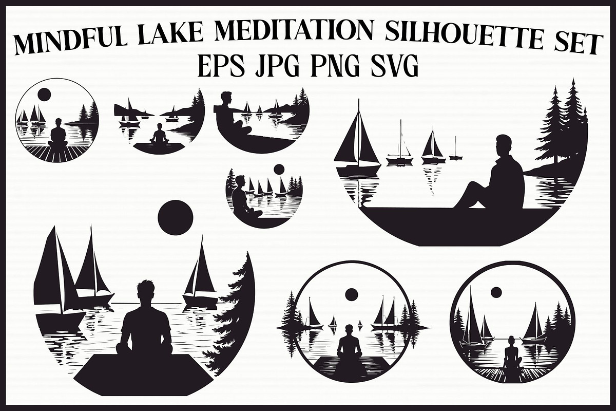 Mindful Lake Meditation Set, an Illustration by Designs_River (Photo 1 of 9)