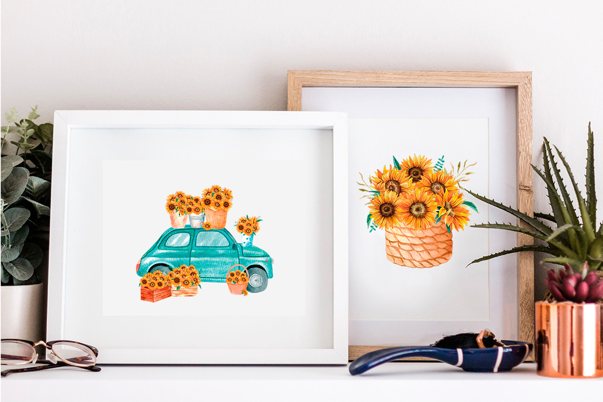 Watercolor Sunflowers Collection, an Illustration by Art Dari Autumn (Photo 7 of 15)