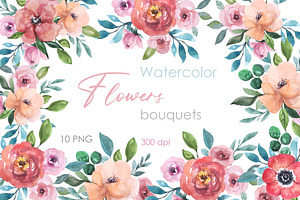 Watercolor Clipart. Floral Art Png