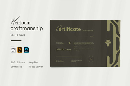 Heirloom Craftmanship - Certificate