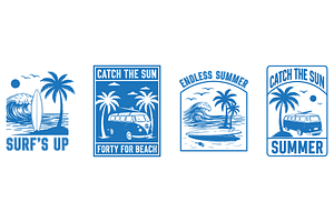 Summer Beach & Surf Van Vector Pack, an Object Illustration by MkStudio