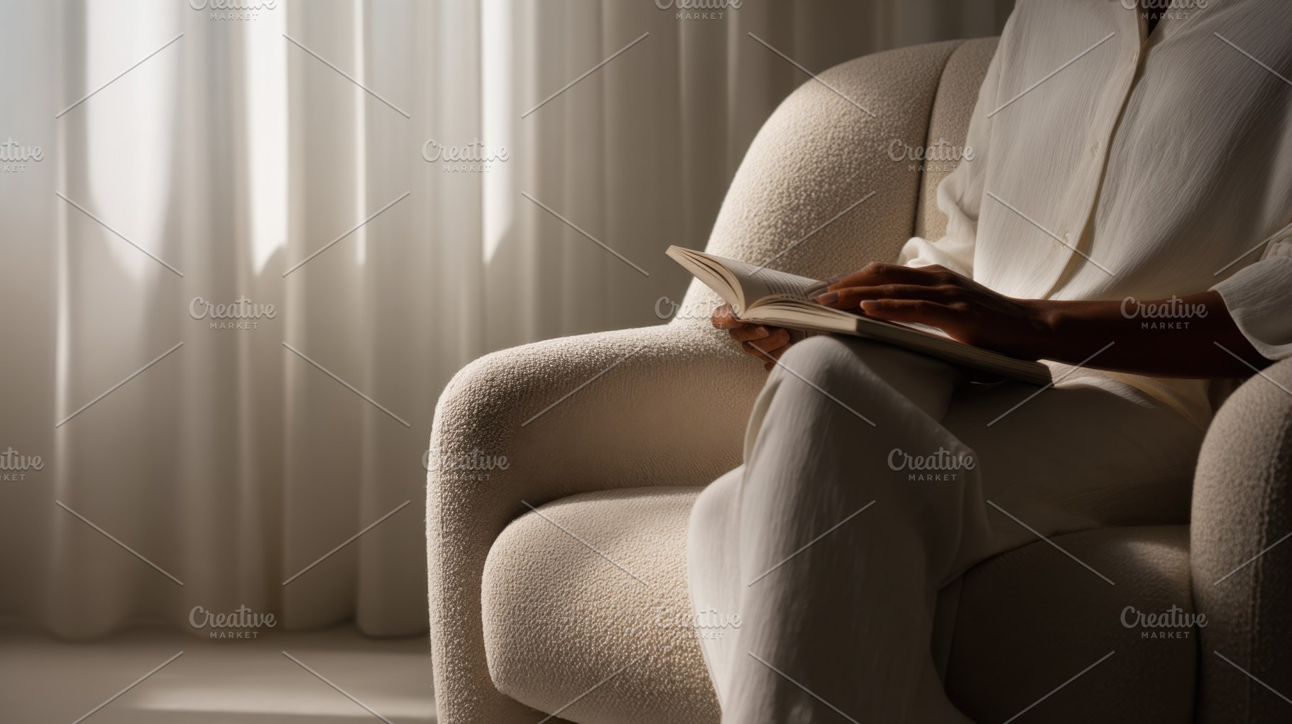Reading a book in a bright room, a Photo by Beautiful things