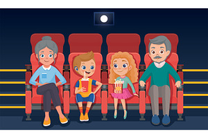 Kids in cinema, a Person Illustration by Elen_Art