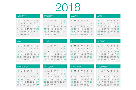 Calendar Vector 2018