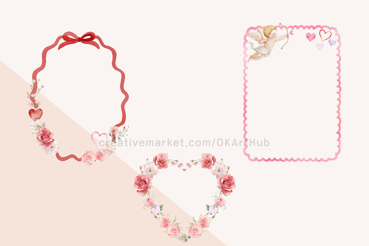 Romantic Valentine Clipart Set, a Decorative Illustration by OKArtHub (Photo 6 of 11)