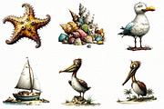 Watercolor Coastal Summer PNG, a Seasonal Illustration by Designworld (Thumbnail 2 of 10)