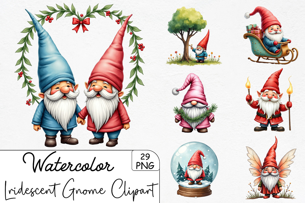 Lridescent Christmas Cute Gnome Clip, an Illustration by CrexoraLab (Photo 4 of 5)