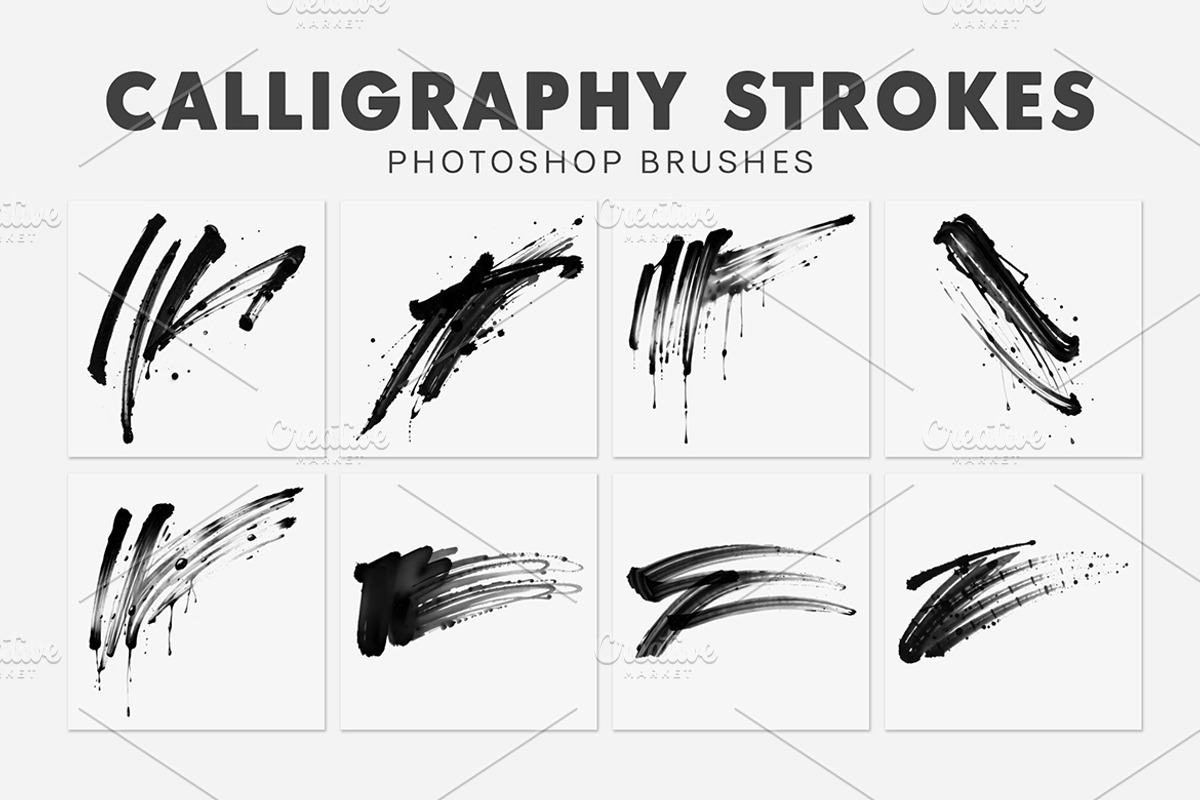 20 Calligraphy Strokes Brushes, a Brush Add-On by AB-TheDesigner (Photo 2 of 4)