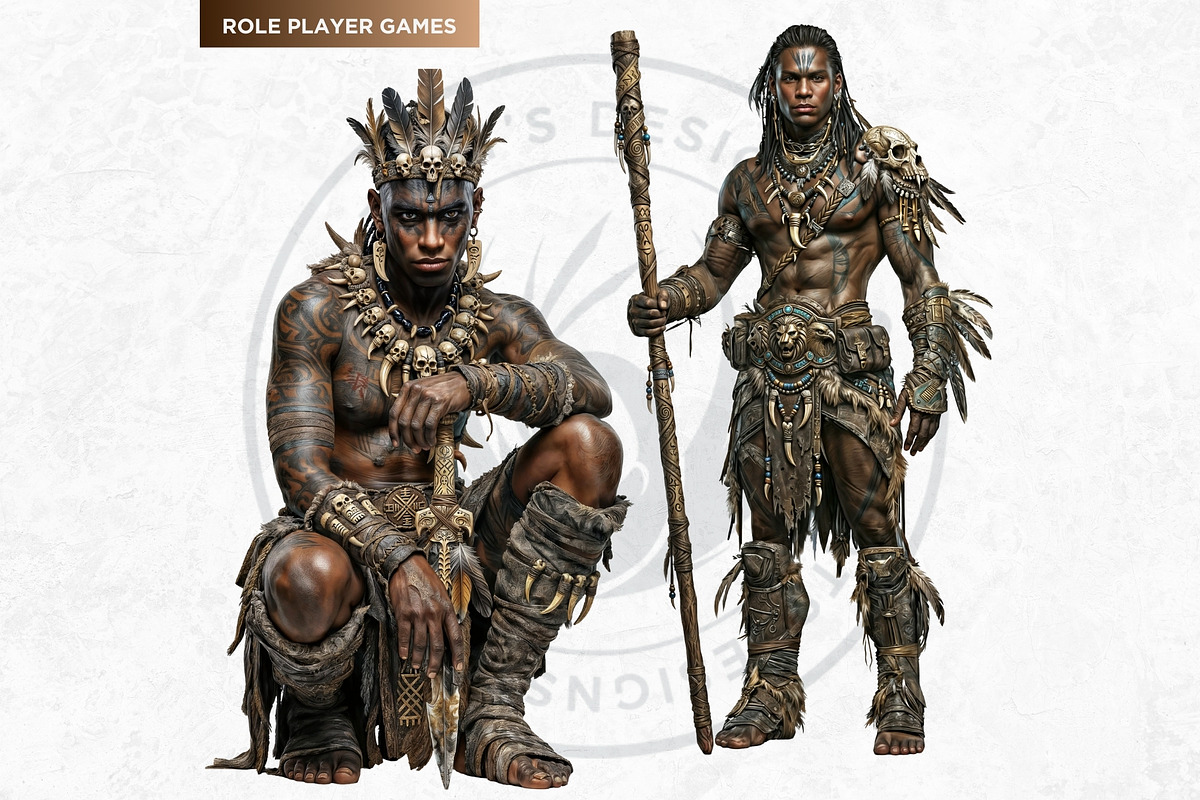 Primal Fantasy Tribal Characters PNG, a Person Illustration by ThatsDesignArt (Photo 8 of 13)