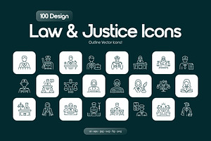 Law and Justice Icon Set, an Outline Icon by Prosymbols