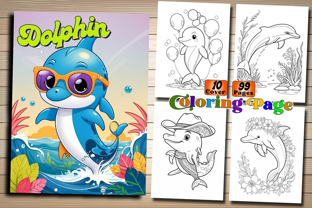 Funny Dolphin Coloring Pages, a Print Template by Wow Magic (Photo 2 of 3)