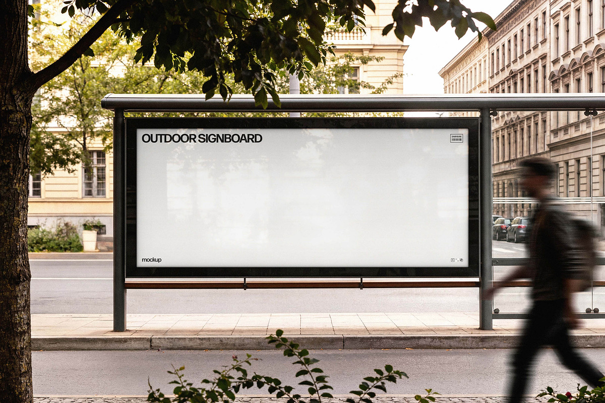 Horizontal Bus Stop Signboard Mockup, an Advertising Mockup by Design Squad (Photo 4 of 4)