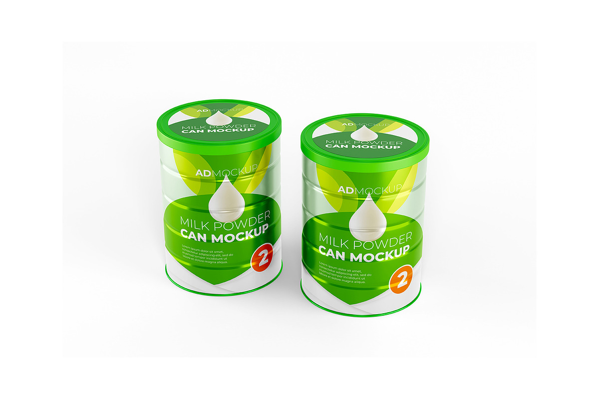 Milk Powder Tin Can Mockup – 8 PSD, a Packaging Mockup by Adstart (Photo 6 of 8)