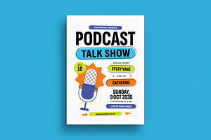 Modern Podcast Talkshow Flyer, a Flyer Template by VectorVactory