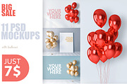 11 new PSD mockups with balloons, a Print Template by Radmila (Thumbnail 1 of 4)