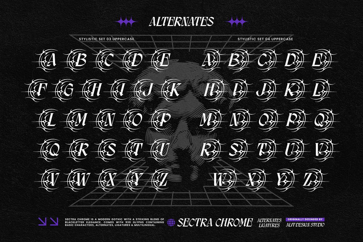 Sectra Chrome Typeface, a Blackletter Font by alit design (Photo 8 of 17)