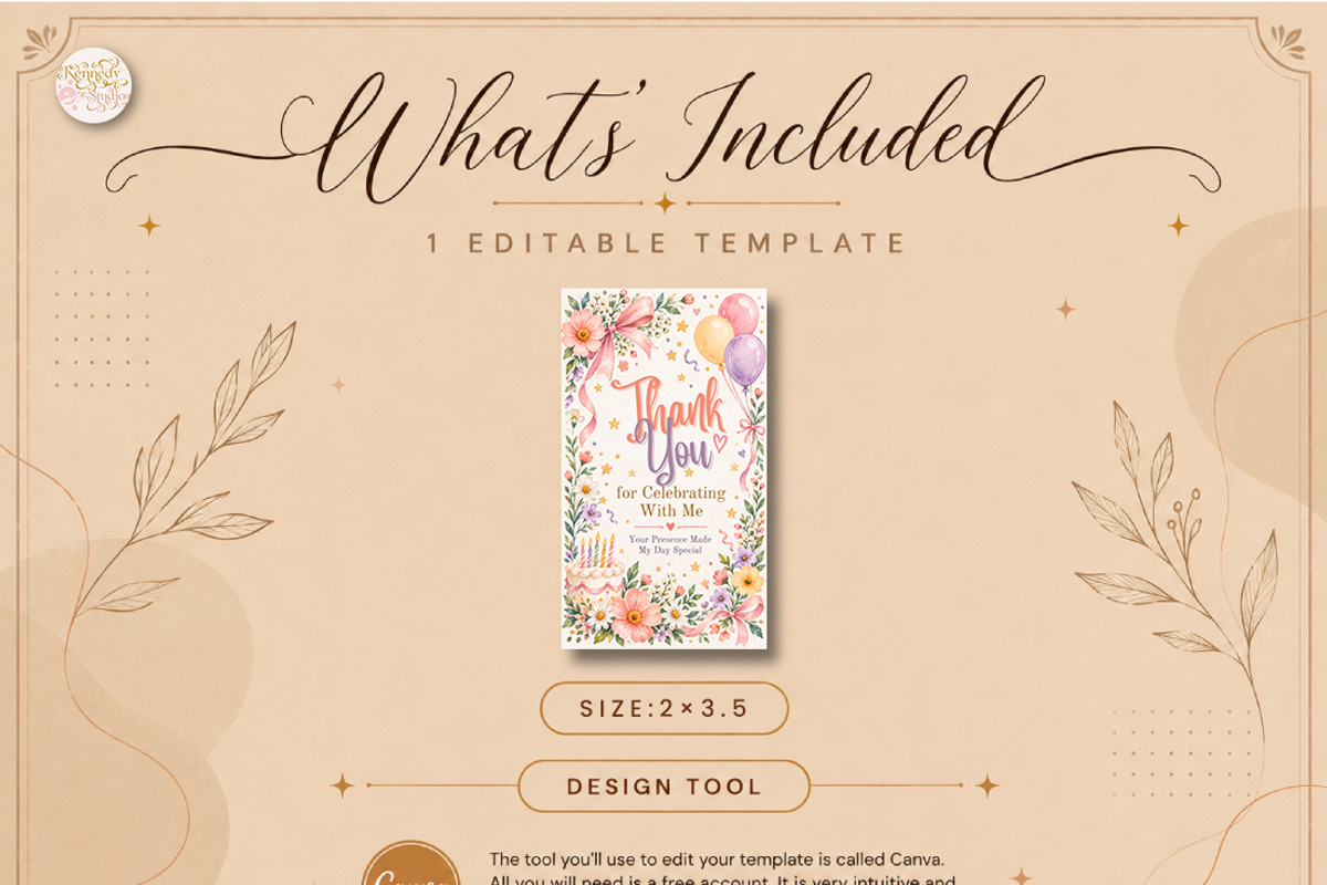 Birthday Thank You Canva Template, a Marketing Template by KennedyStudio (Photo 6 of 6)
