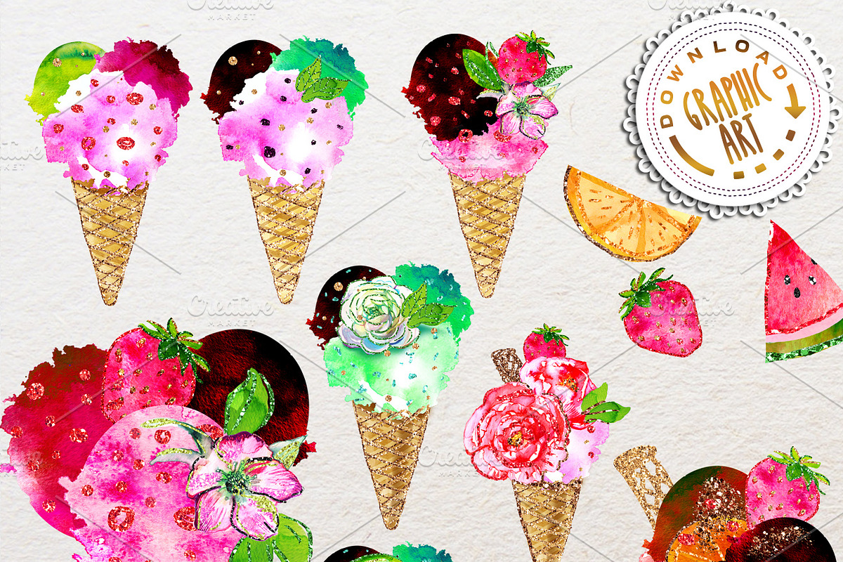 Ice Cream clipart, an Illustration by Download Graphic Art (Photo 2 of 5)