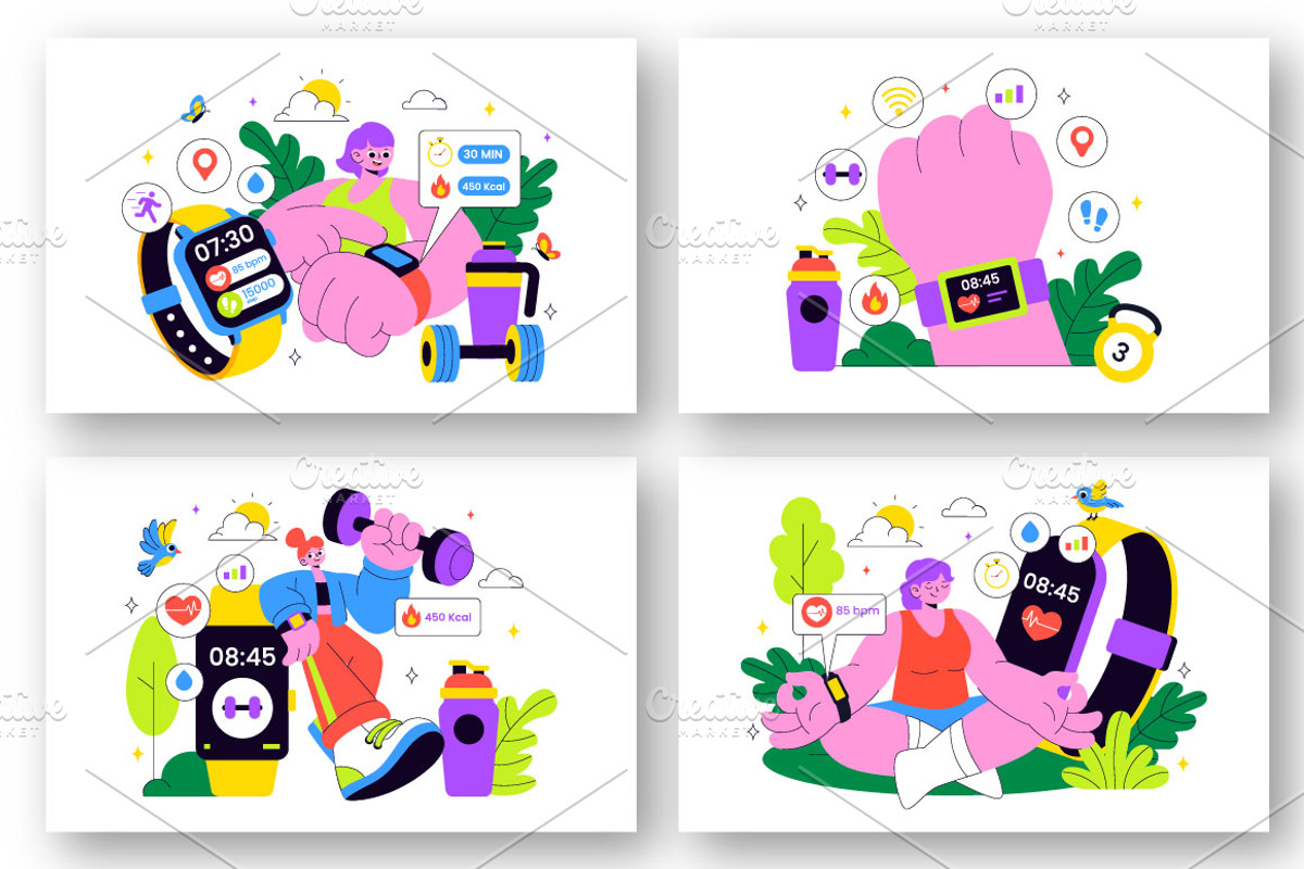 10 Smart Wearable Fitness Band, a Technology Illustration by denayunebgt (Photo 3 of 4)