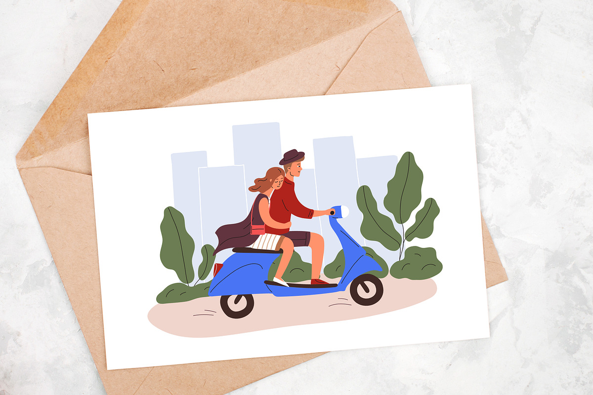 Couple riding scooter, a Person Illustration by Good Studio (Photo 3 of 3)