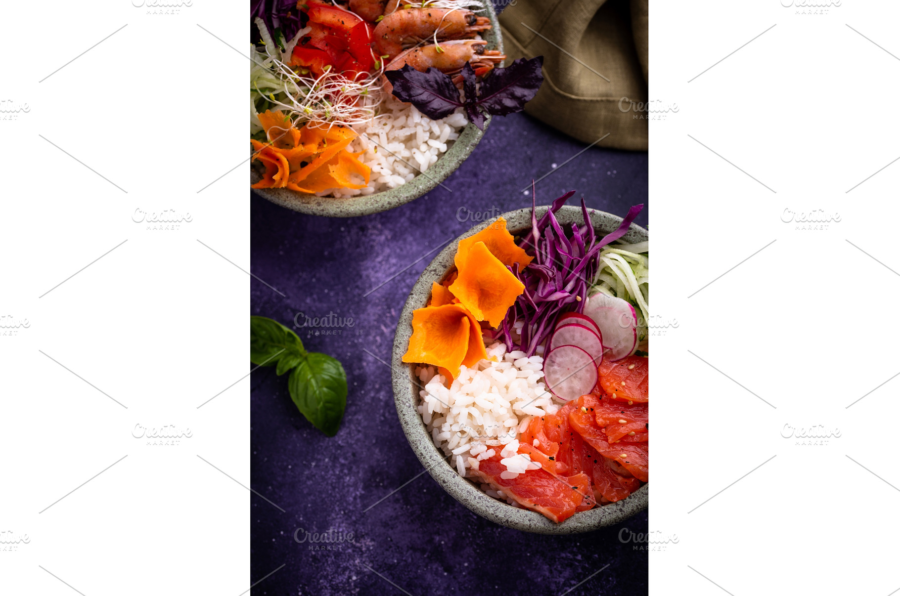 Hawaiian poke bowl with salmon and, a Food & Drink Photo by Yulia Furman