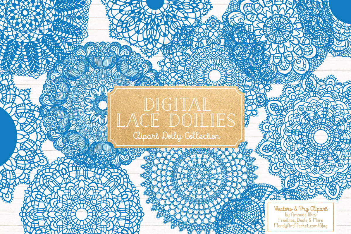 Blue Round Lace Vector Doilies, an Illustration by Amanda Ilkov (Photo 1 of 4)