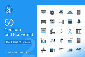Furniture & Household Blue & Black, an Icon by IconBunny
