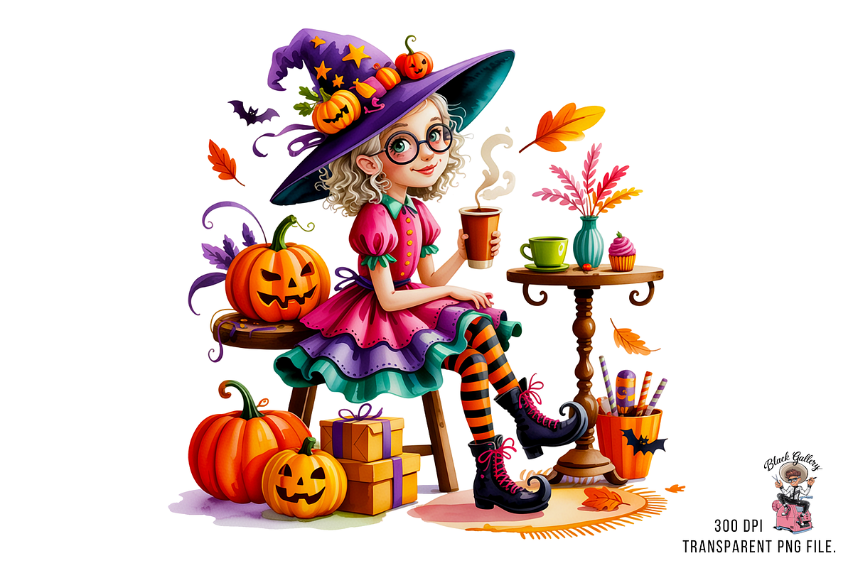 Halloween Witch PNG Clipart Bundle, a Graphic by Clipart Studio (Photo 4 of 11)