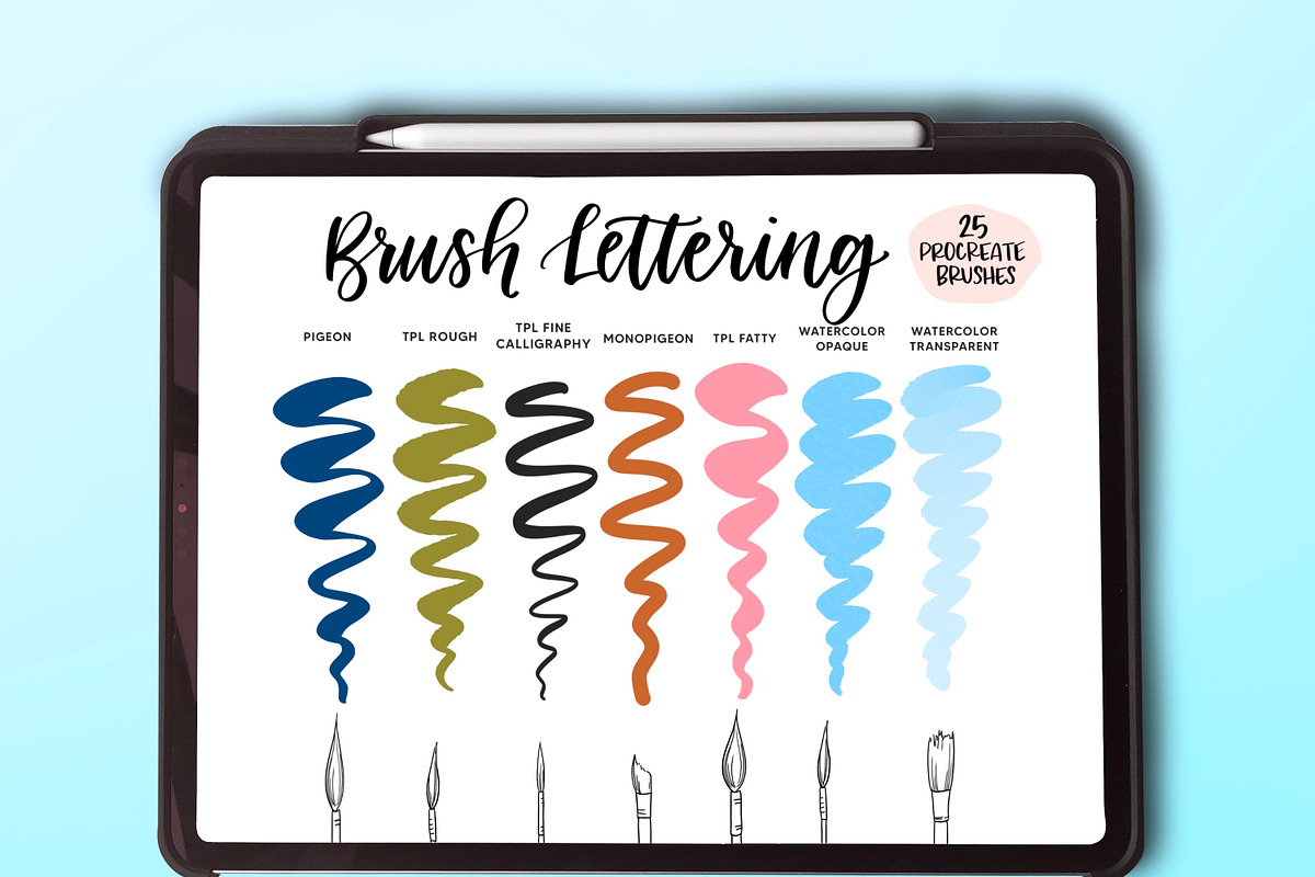 25 Brush Procreate Lettering Bundle, a Brush Add-On by The Pigeon Letters (Photo 3 of 12)