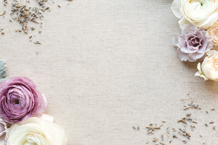 Purple and Linen Floral Stock Photo