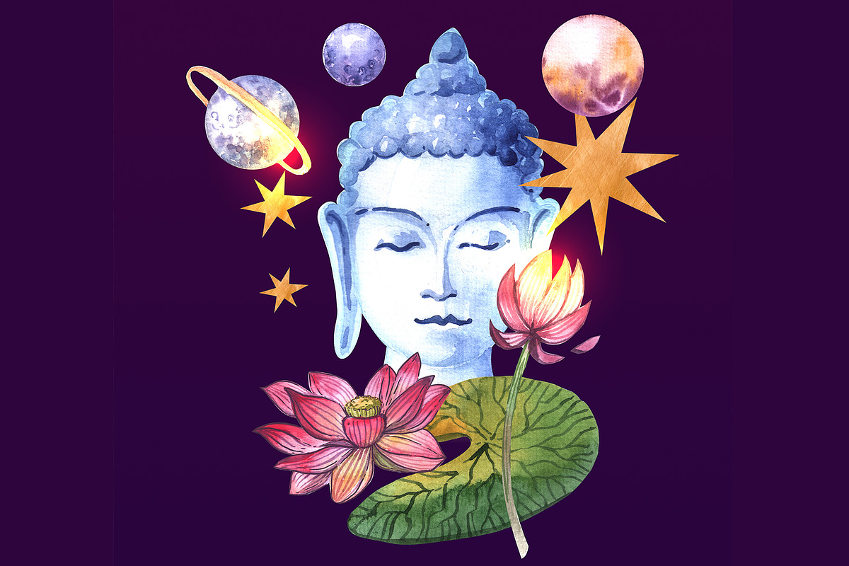 Watercolor buddha, an Illustration by Steshnikova (Photo 7 of 8)