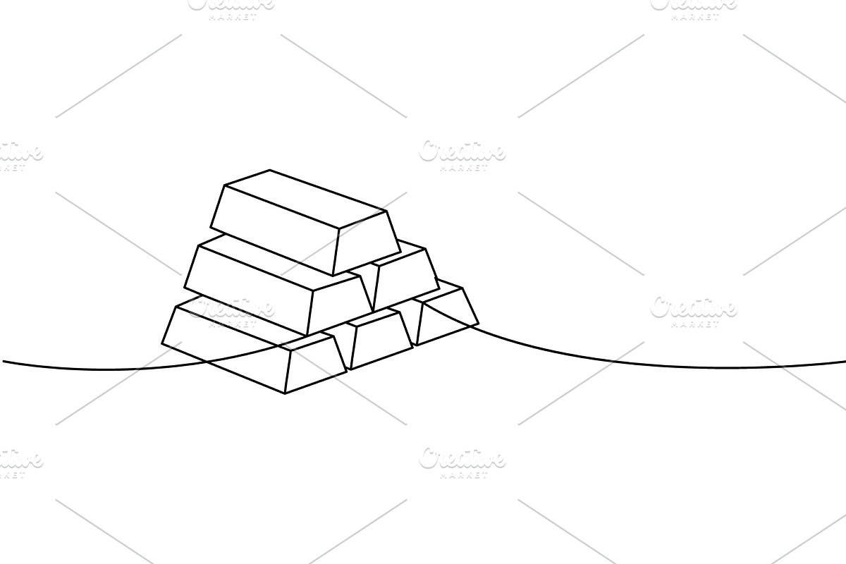Stack of gold bars one line, an Object Illustration by GraphiShop