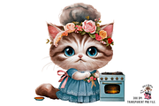 Cooking Cat Clipart PNG Bundle, a Graphic by Clipart Bloom (Thumbnail 2 of 12)