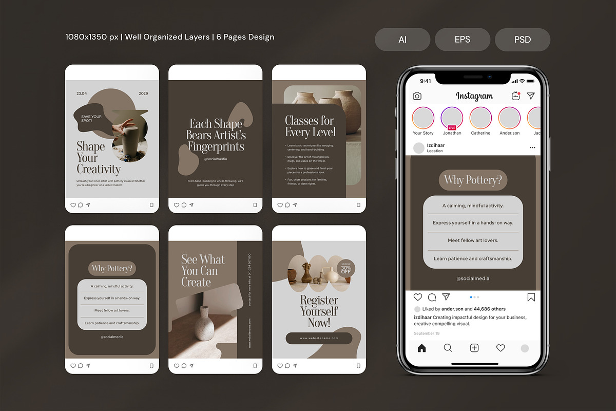 Pottery Class - Instagram Post, a Resume Template by Izdihaar_Studio (Photo 1 of 3)