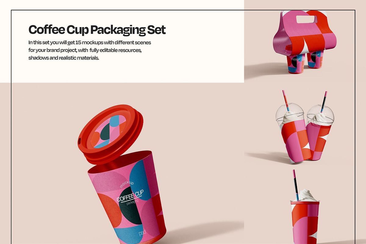 Coffee Cup Packaging Mockup Set, a Cups & Container Mockup by Mego-studio (Photo 3 of 8)