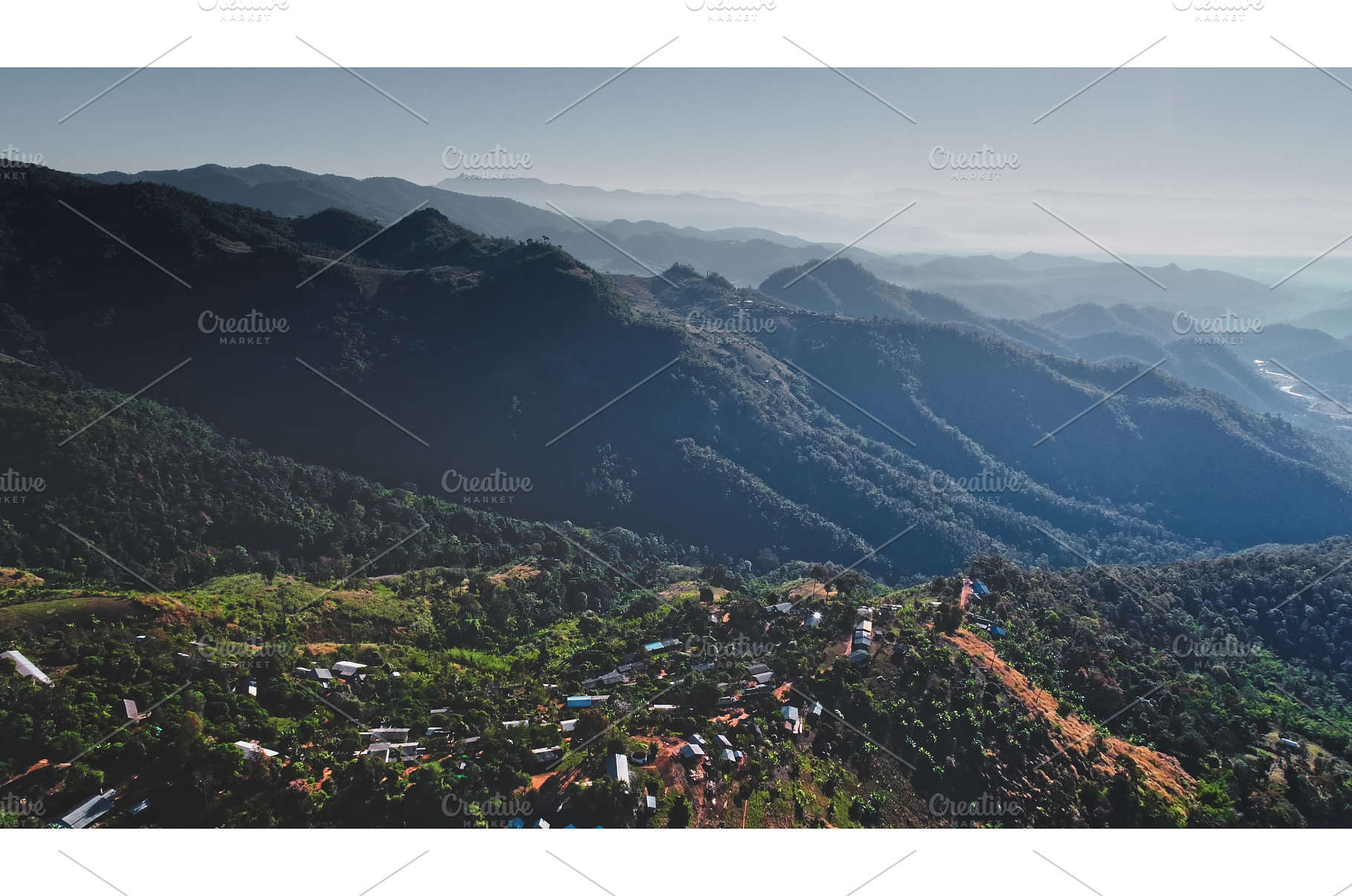 Aerial view of small village in the, a Nature Photo by Goinyk