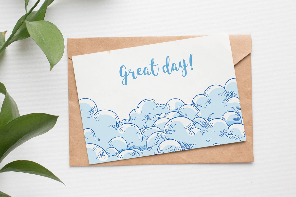 Hand drawn clouds background, a Decorative Illustration by Good Studio (Photo 3 of 3)