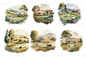 Quiet Countryside Scene Clipart