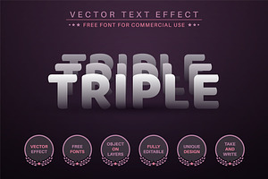 Tripple Sticker Editable Text Effect