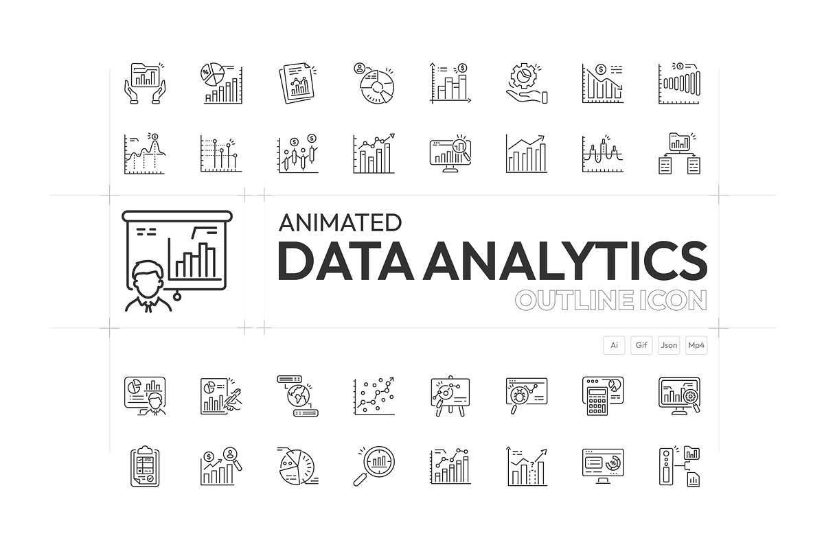 Data Analytics Animated Icons, an Outline Icon by Prosymbols (Photo 1 of 4)