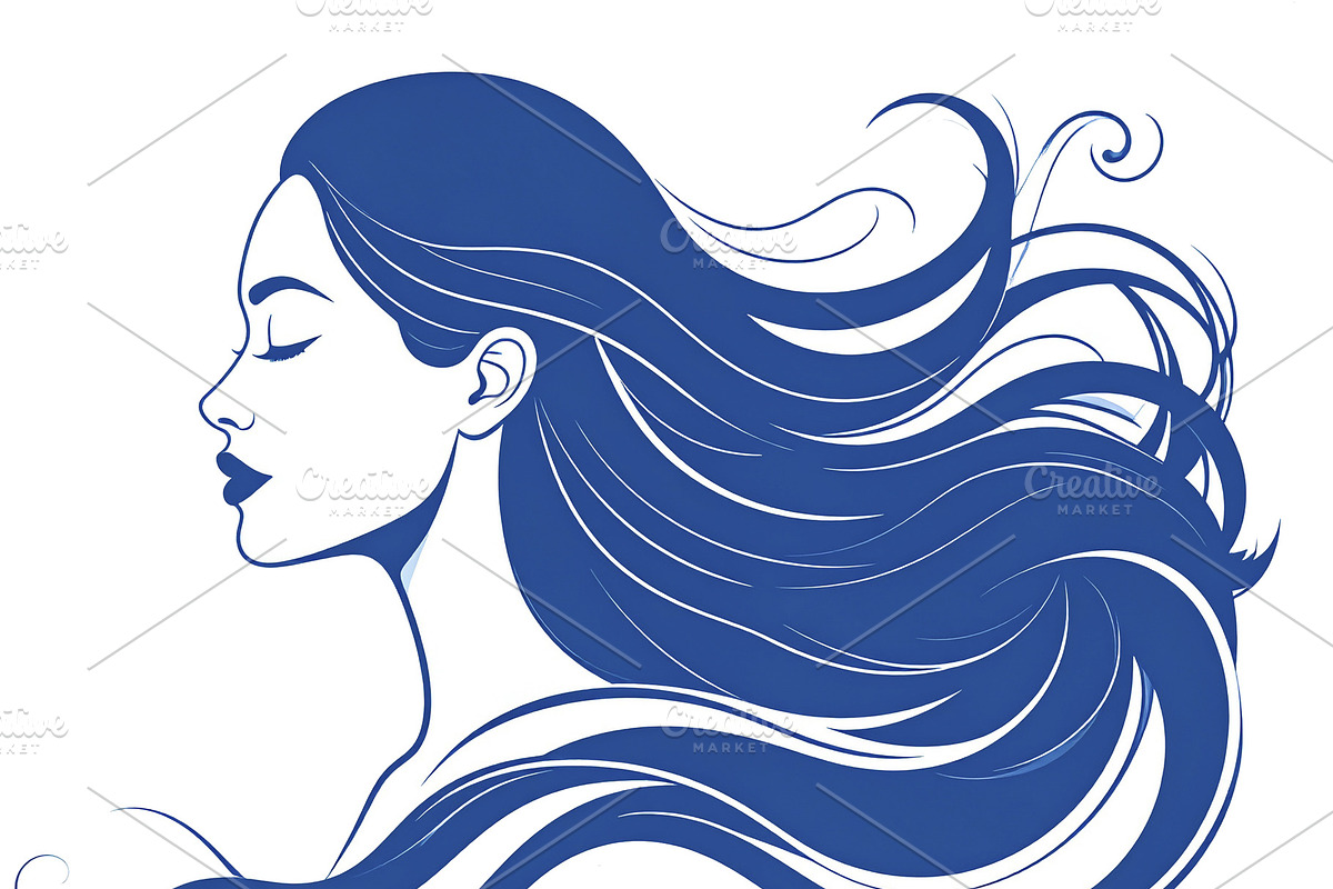 Woman with long flowing hair forming abstract waves, a Healthcare Illustration by DanFLCreativo