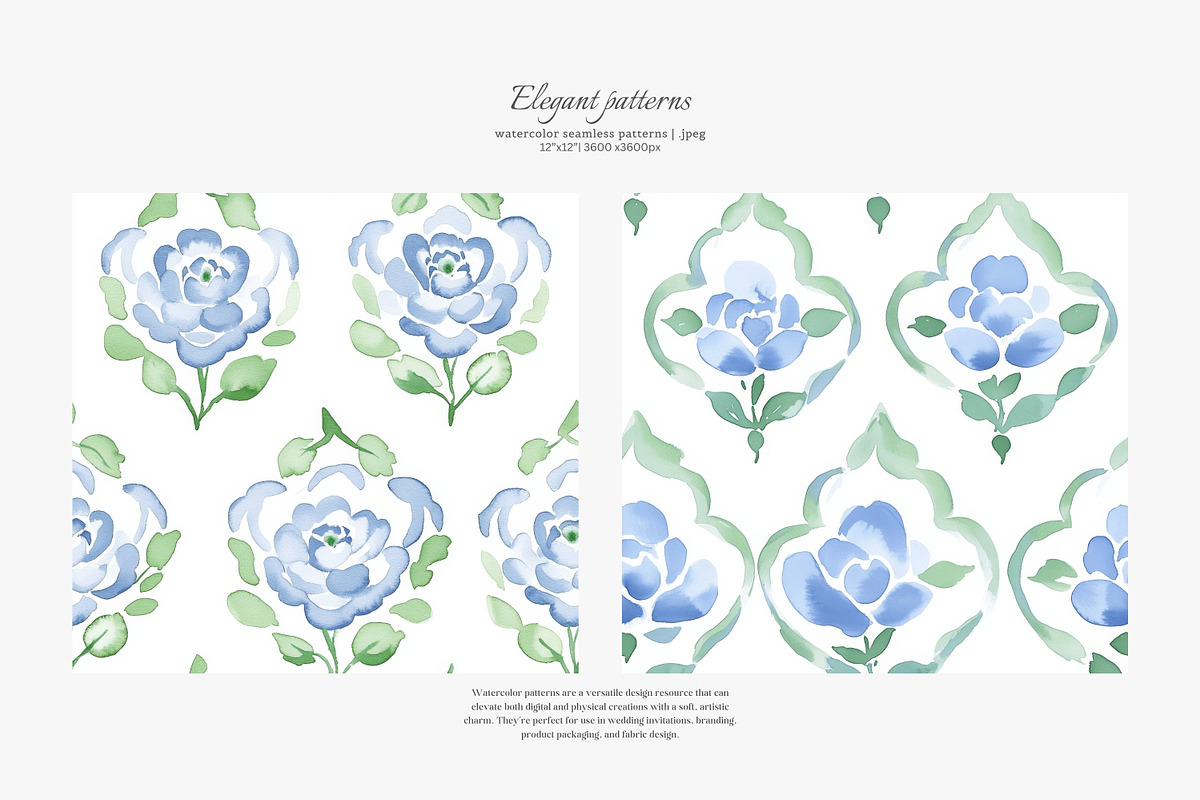 watercolor patterns floral toile, a Pattern Graphic by Patishop Art (Photo 7 of 9)