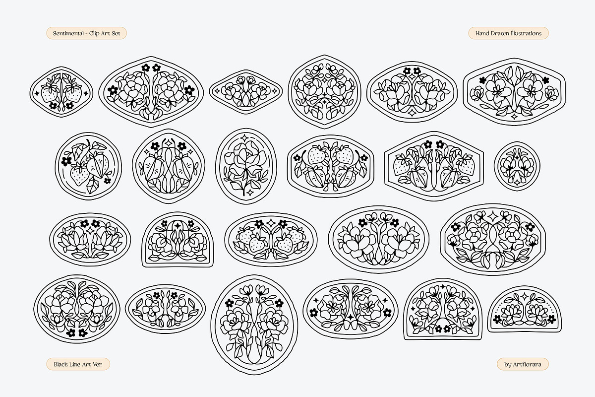 SENTIMENTAL Hand Drawn Whimsy Floral, an Object Graphic by Artflorara (Photo 9 of 12)