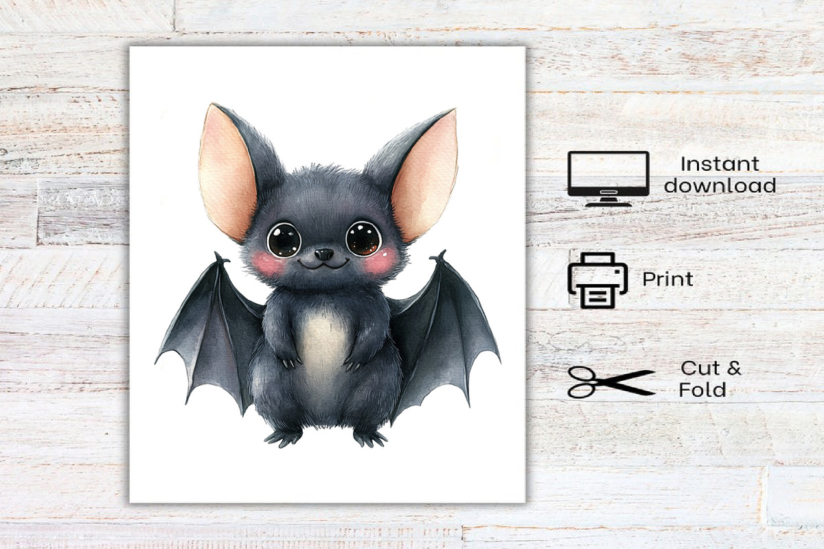 Watercolor Kawaii Halloween Clipart, an Illustration by Canvas Craft (Photo 8 of 8)
