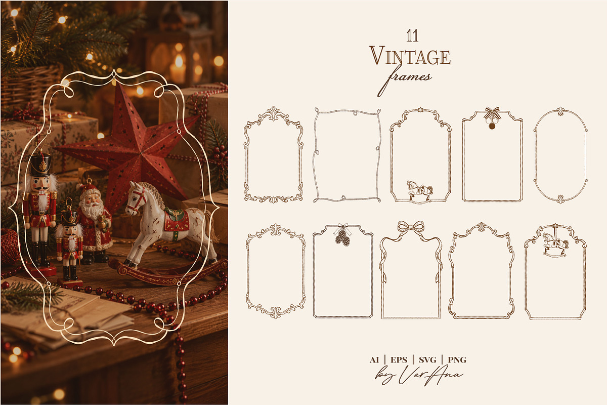 Vintage Christmas Fair Vector Set, an Object Graphic by VerAna (Photo 7 of 19)