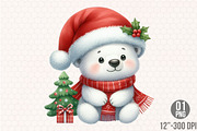 Cute Christmas Polar Bear PNG, an Illustration by Designking (Thumbnail 1 of 4)