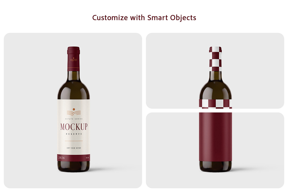Dark Glass Wine Bottle Mockup Set, a Packaging Mockup by Country4k (Photo 3 of 4)