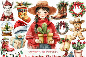 Watercolor Southwestern Christmas, an Illustration by Craft Nest